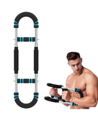 Spring Barbell for Home Use, 88lb Adjustable Resistance Arm, Chest & Back Trainer with Steel Spring and Comfort Foam Grips