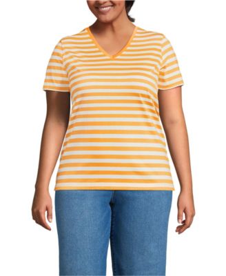 Plus Size Relaxed Supima Cotton V-Neck T-Shirt