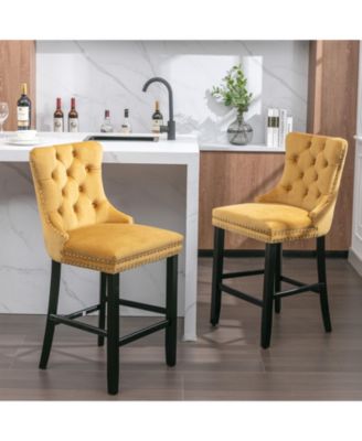 Handcrafted Velvet Barstools with Supportive Backrest