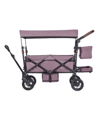 Wagon Stroller for 2 Kids Folding Push-Pull Stroller with Canopy Purple