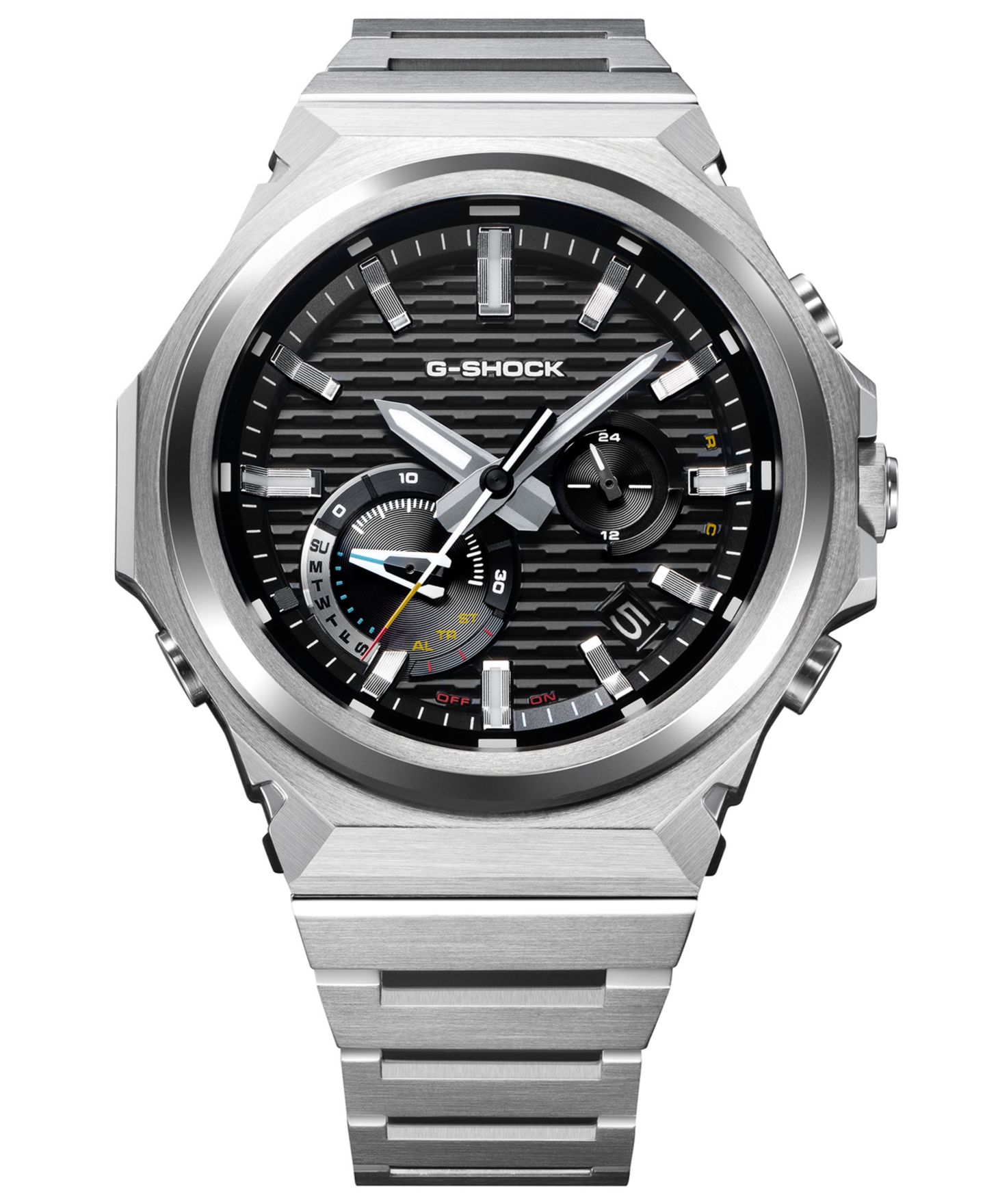 Мужские часы G-Shock Japanese Quartz Silver-Tone Stainless Steel Watch, 44.2mm — фото 1