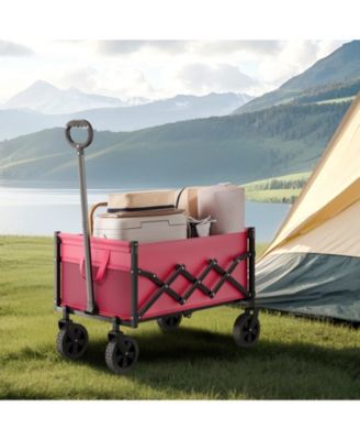 120L Pink & Black Folding Wagon with All-Terrain Wheels & Adjustable Handle