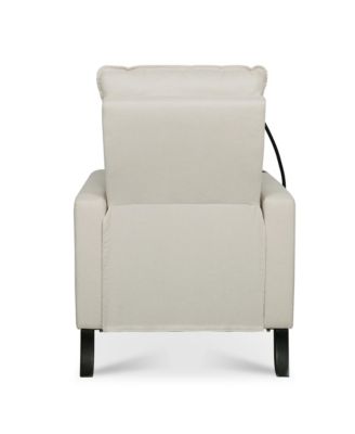 Modern Cozy Fabric Armchair with Adjustable Backrest and Storage