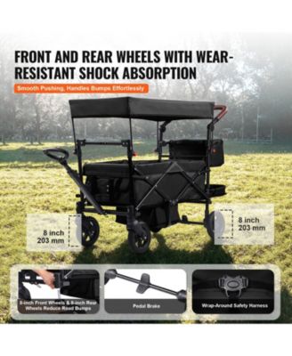 SUGFIT Wagon Stroller for 2 Kids Folding Push-Pull Stroller with Canopy