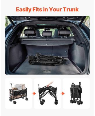 400L Double Decker Collapsible Wagon with Extended Handle & 450 lb Weight Capacity