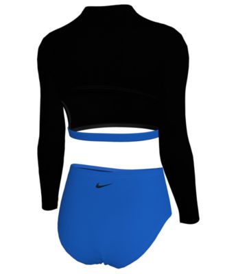 Girls' 7-16 Essential Long-Sleeve Crop Top and High-Waist Swim Bottoms, 2-Piece Set