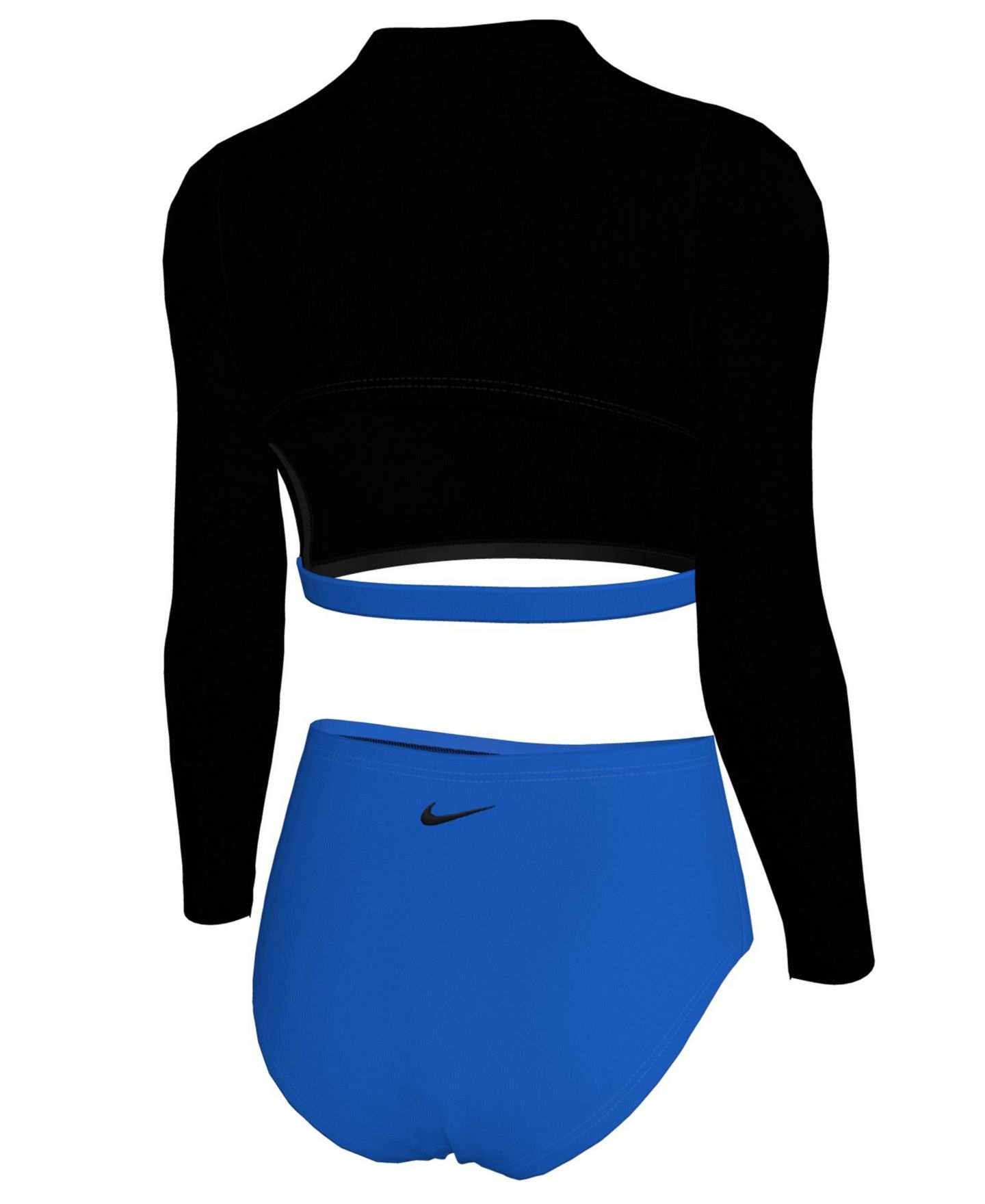 Комплект бикини Crop, высокая посадка, 2 предмета — Nike, цвет: Чёрный / Синий — фото 2