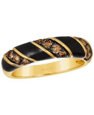Enamel Chocolate Diamond Ring (0.38 ct. t.w.) in 14k Honey Gold
