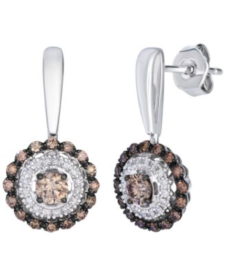 Chocolate Diamond (0.52 ct. t.w.) & Vanilla Diamond (0.10 ct. t.w.) Drop Earrings in 14k Vanilla Gold