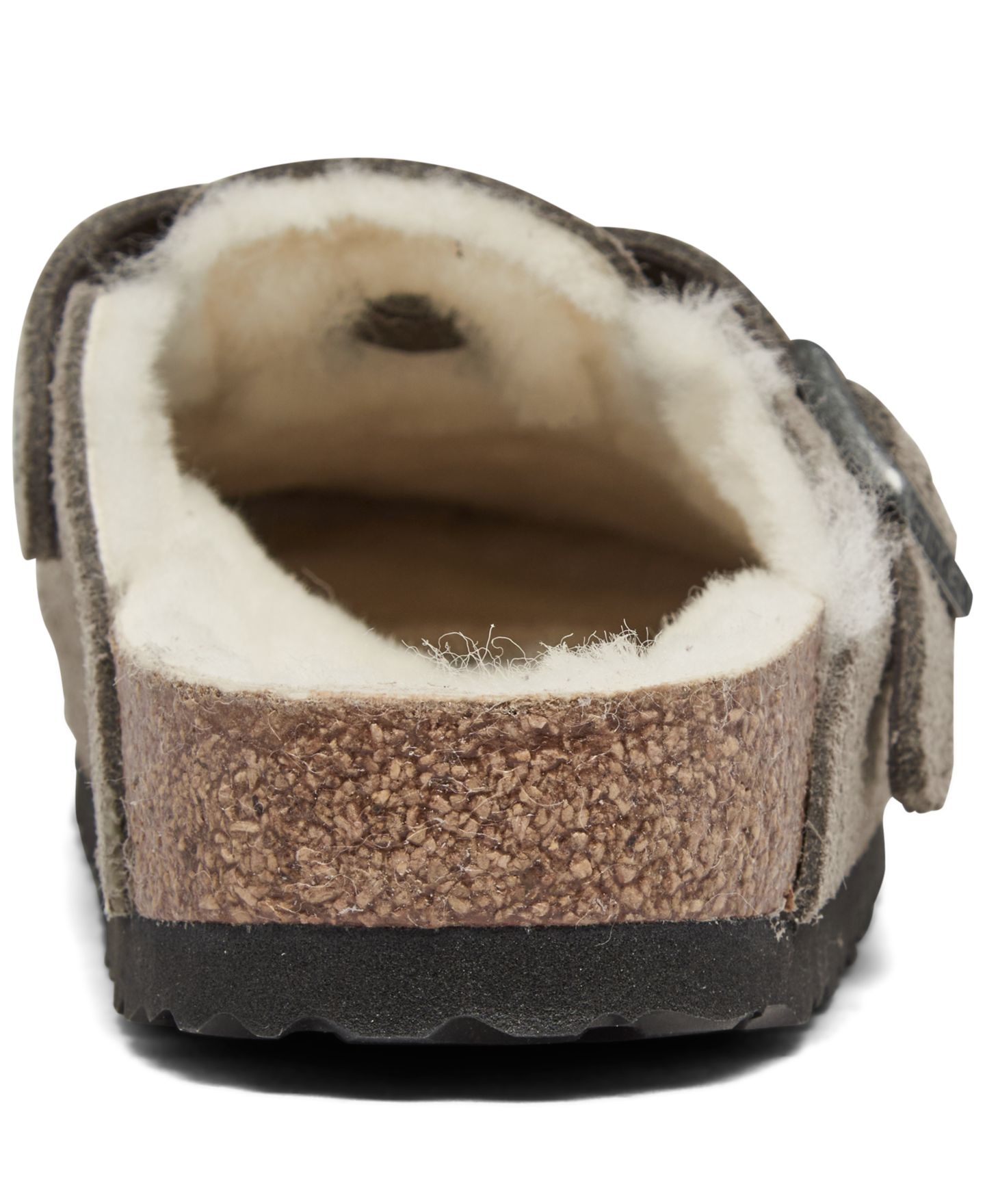 Женские сабо Birkenstock Boston Shearling Suede Leather, цвет: Серо-бежевый — фото 4