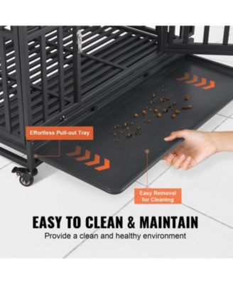 42" Heavy-Duty 3-Door Dog Crate with Wheels