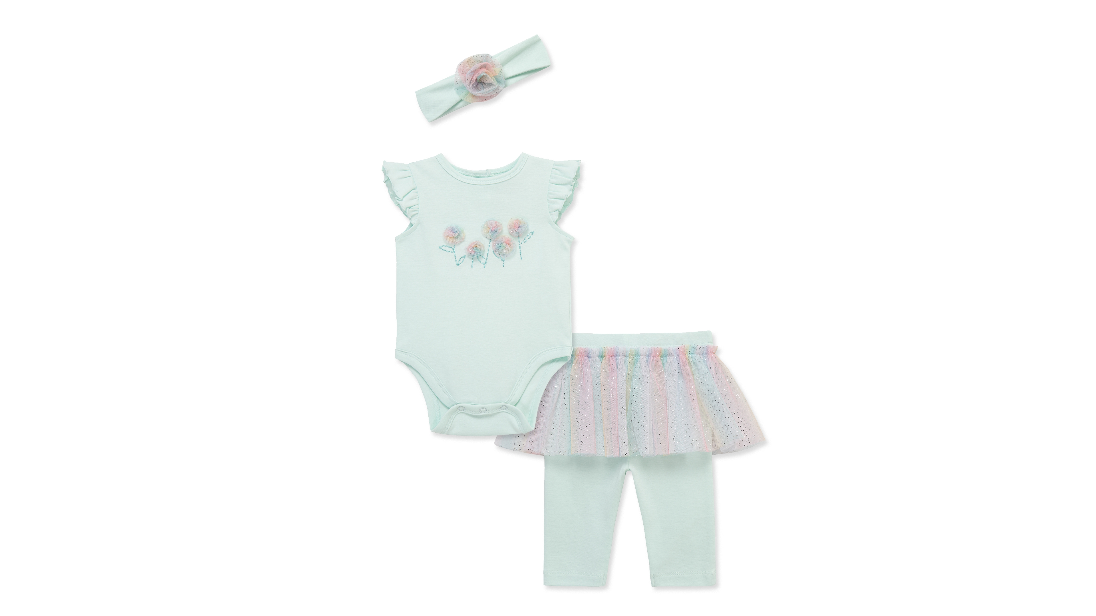 Little Me Baby Girls' Round Neck Bodysuit, Skeggings and Headband