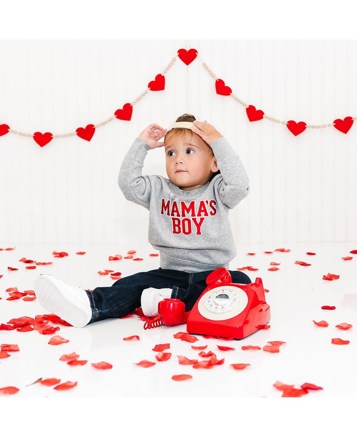 Sweet Wink Baby Boys Mama's Varsity Patch Valentine's Day Sweatshirt
