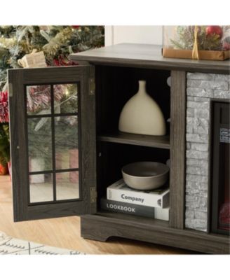 2-Door Storage cabinet with Electric Fireplace Console Cabinet