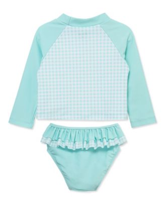 Baby Girls' Fish Long-Sleeve Rash guard and Swim Bottoms, 2-Piece Set