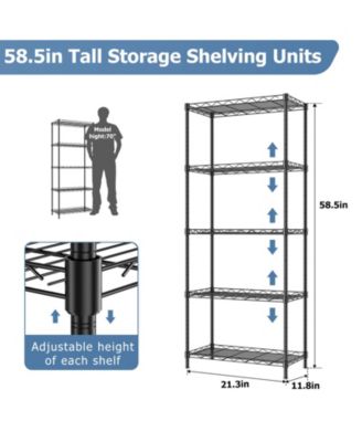 5-Tier 21 in W x 59 in H x 12 in D Height Adjustable Garage Wire Shelving Unit