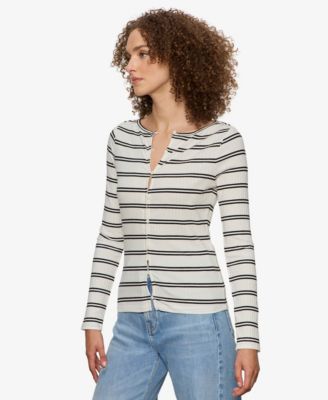 Women's Button-Front Ribbed Top