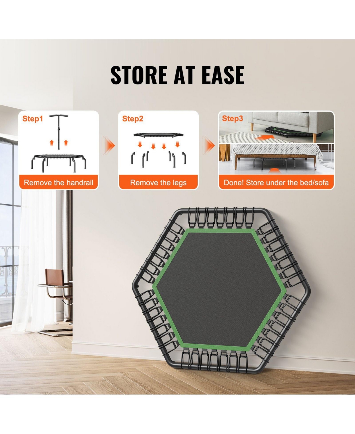 Sugift 54.5" Mini Fitness Trampoline Indoor Rebounder with Handle