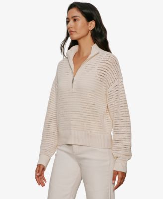 Women's Open Knit Quarter-Zip Sweater