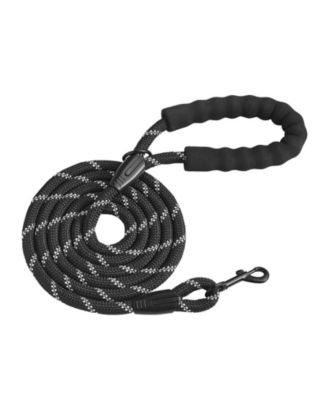 Heavy-Duty Reflective Rope Dog Leash, 6', Black