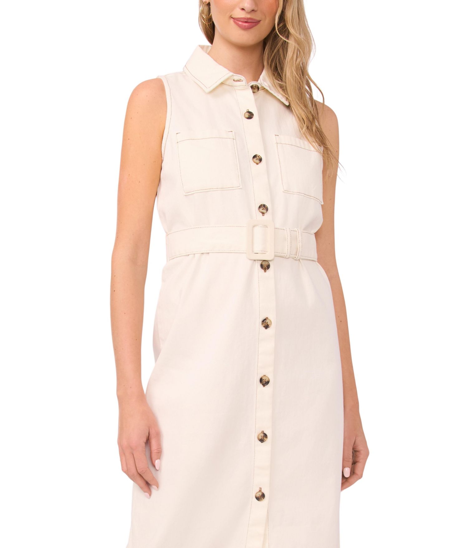 Женское платье Vince Camuto Collared Neck, цвет: Состаренный белый — фото 3