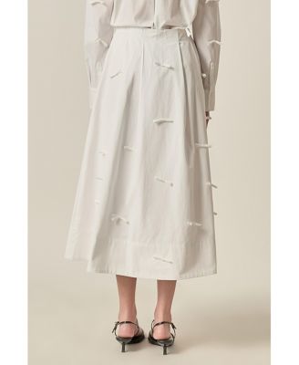 Women's Bow Detailed Poplin midi skirt