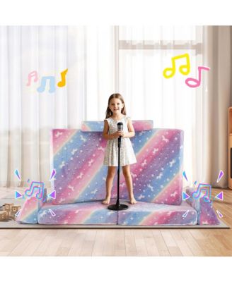 8 PCS Modular Kids Play Couch with Handles Machine Washable Covers for Building Fort