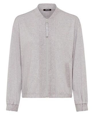 Women's Collarless Zip Front Jersey Jacket