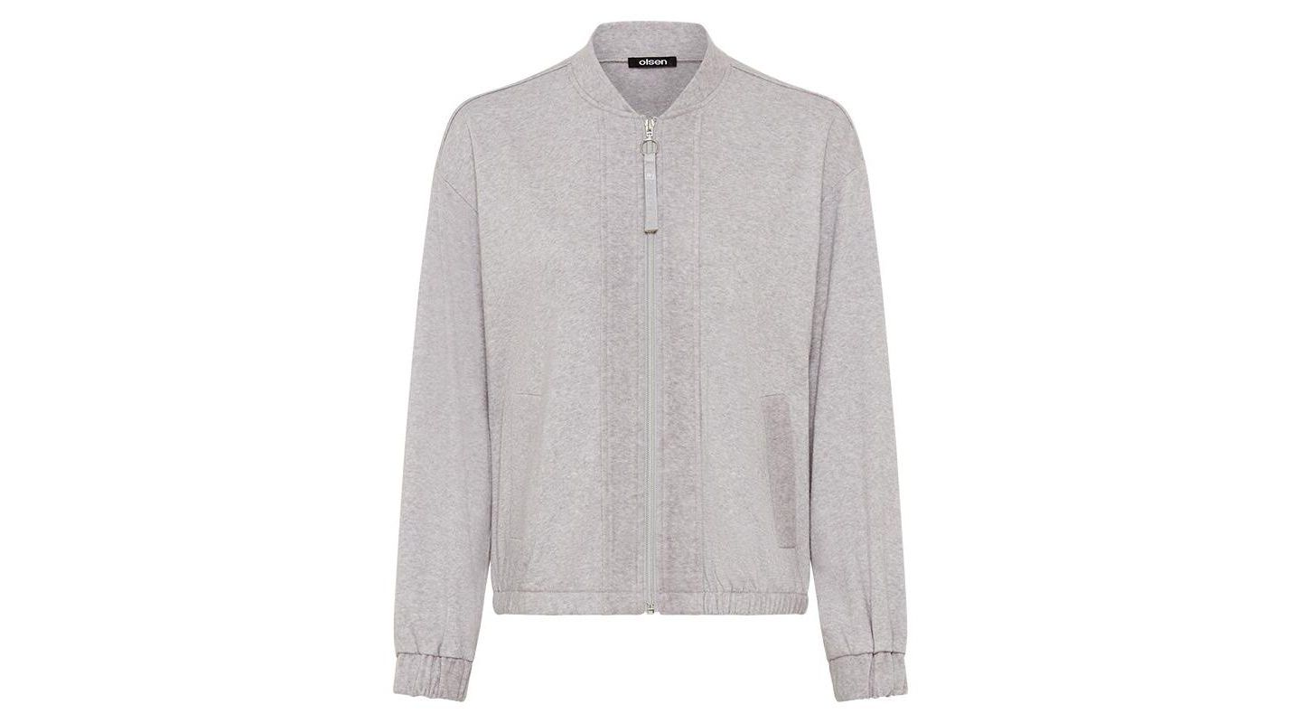 Женская куртка Olsen Collarless Zip Front Jersey Jacket, цвет: Серый меланжевый — фото 6