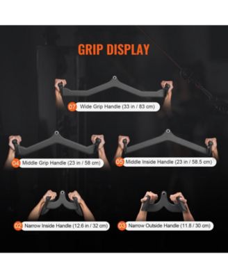 SUGFIT LAT Pulldown Bar Set 5-Piece Cable Row T-Bar V-Bar Attachments Rubber Grip