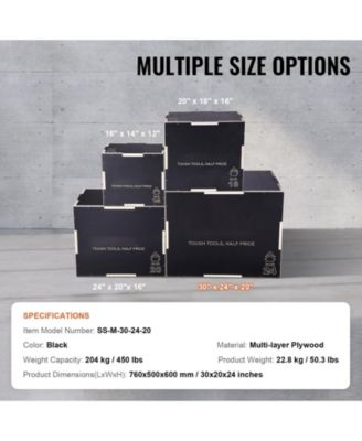 SUGFIT 3-in-1 Plyo Jump Box 30/24/20" Wooden Agility Training Box