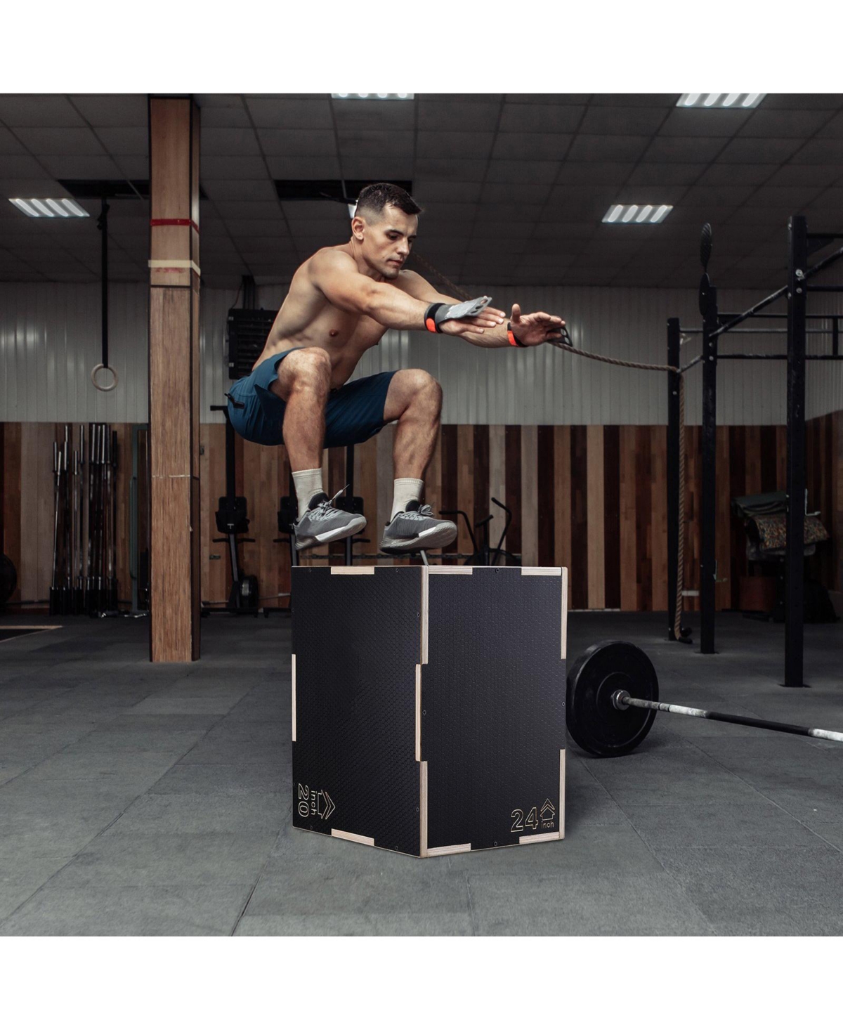 Sugift 3-in-1 Plyo Jump Box 24/20/16" Wooden Agility Training Box