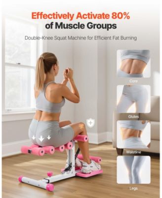 SUGFIT Deep Squat Machine Adjustable Glute Trainer with Resistance Bands Pink White