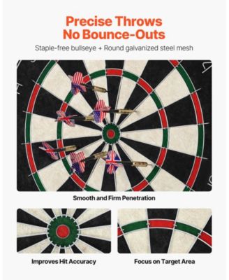 Dartboard Set with 6 Darts and Score Kit 17.7" Self-Healing Sisal Board
