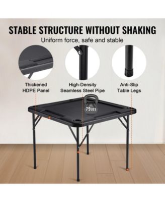 Mahjong Table 4-Player Folding Game Table with Cup Holders and Trays Black