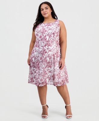 Plus Size 2-Pc. Floral Chiffon Sleeveless Dress and Ruffle-Front Jacket