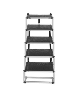 Wide 5-Step Aluminum Folding Dog Stairs for SUVs, Holds up to 150 lbs