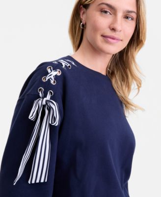 Women's Lace-Up Shoulder Sweatshirt