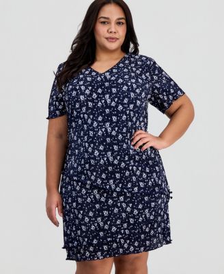 Plus Size Floral Ruffle-Tiered V-Neck Sheath Dress