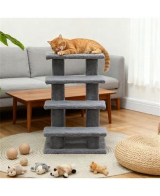  Multi-Level Cat Scratching Post with Pet Stairs for Living Room & Bedroom