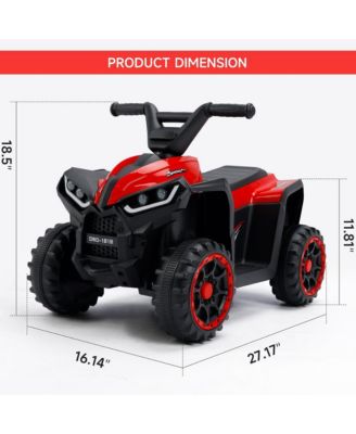 12V Kids Electric Ride-On Car, ATV Style with LED Light, Music & Safety Belt