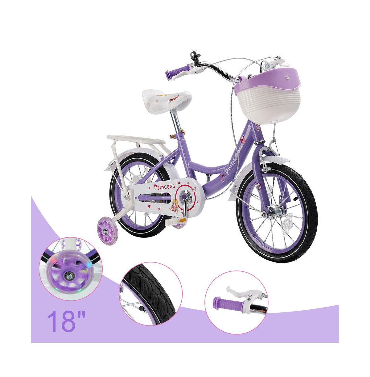 Artudatech 18-Inch Kids Bike for Ages 6-10 with Sparkling Training Wheels & Adjustable Design | Perfect Gift