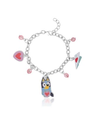 Charm Bracelet, Silver-Tone, Heart & Love Letter Charms