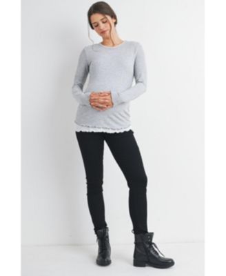 Maternity Ribbed Layer Contrast Long Sleeve Top