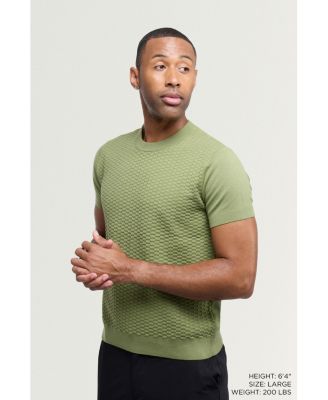 X RAY Men's Crew Rib Neck Checkered Sweater