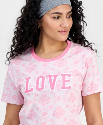Juniors' Love Printed Floral T-Shirt