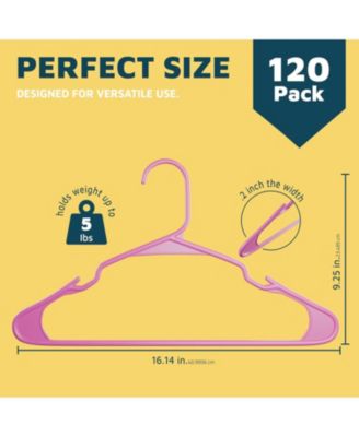  pink plastic hangers with nonslip grooves and spacesaving design, hold up to 5 lbs ideal for clothes, dresses & coats pack of 120.