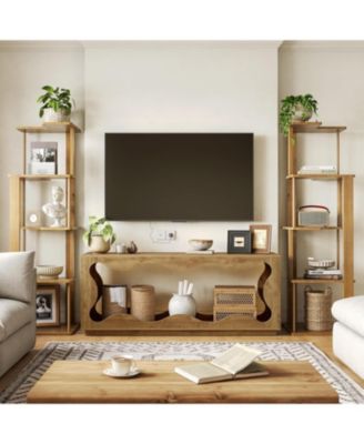 TV Stand for 32-65 Inch TVs, Media Console with Wavy Design & Open Storage, Entertainment Center for Living Room, Bedroom, Apartment