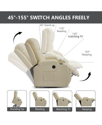 Faux Leather Power Lift Recliner for Elderly with Massage & Heat, Infinite Position Chair with USB, Cup Holders, Heavy-Duty Base