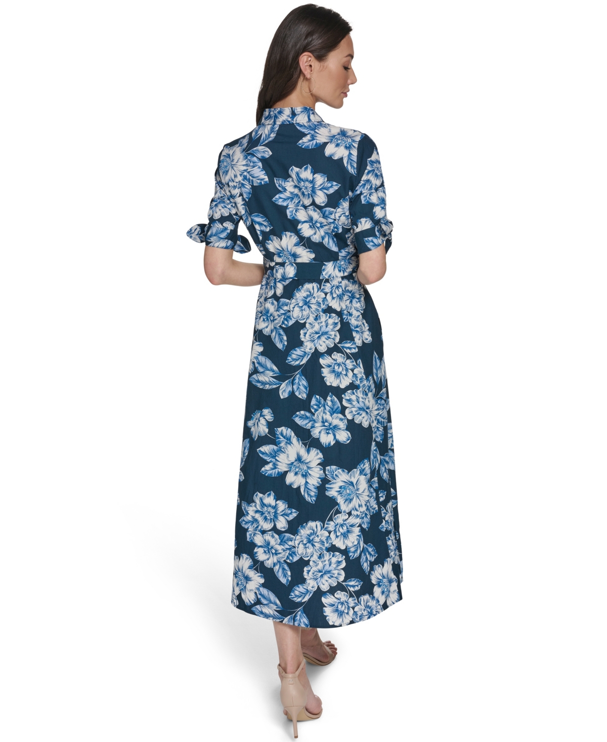 Calvin Klein Petite Tie-Sleeve Cotton Shirt Dress